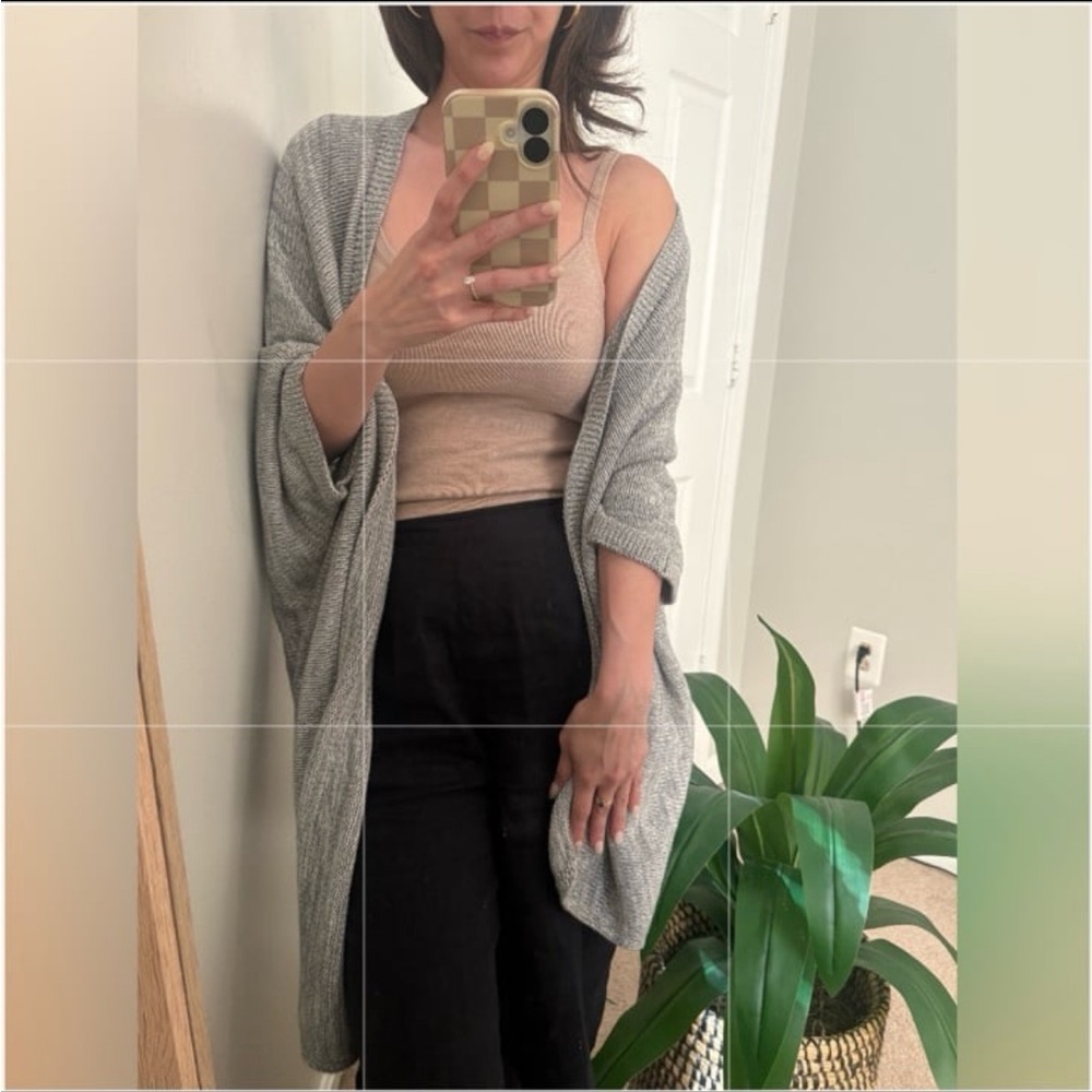 Forever 21 Knit Short Sleeve Gray Opened Front Cardigan Kimono Women Small